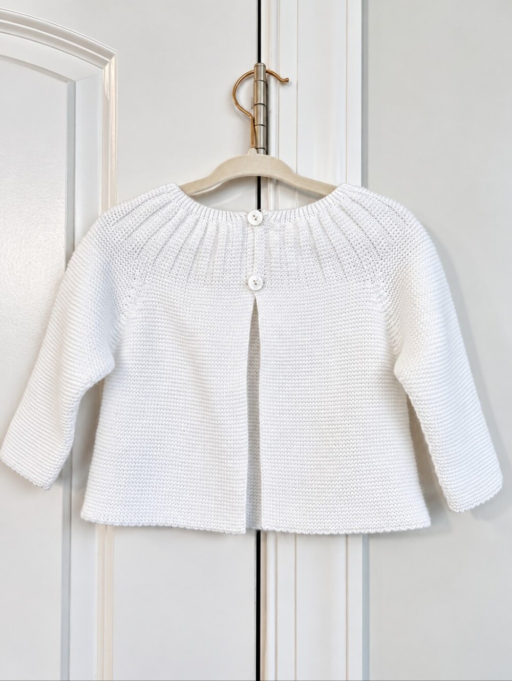 European Baby White Knit Cardigan 6M Made in Spain